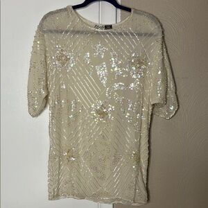 Vintage Silk Liberty Cream Sequin Blouse
